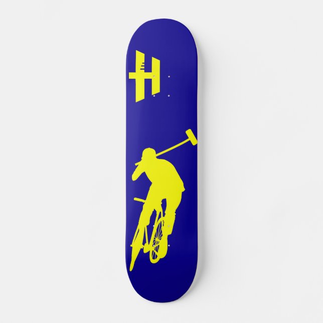 Hoodman "Polo" Blue Yellow Skateboard Deck (Front)