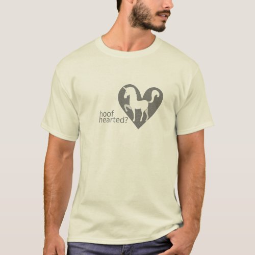 Hoof Hearted Grayscale Logo with Text T_Shirt