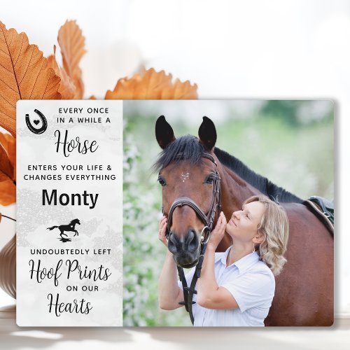Hoof Prints On Our Hearts Equine Horse Memorial Plaque