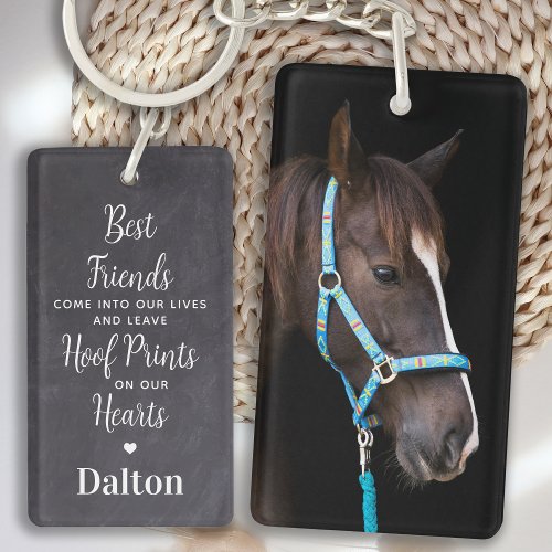 Hoof Prints on our Hearts Horse Memorial Keychain