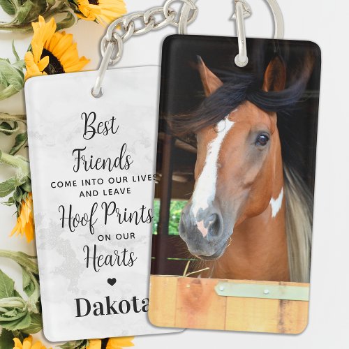 Hoof Prints on our Hearts Pet Horse Memorial Keychain