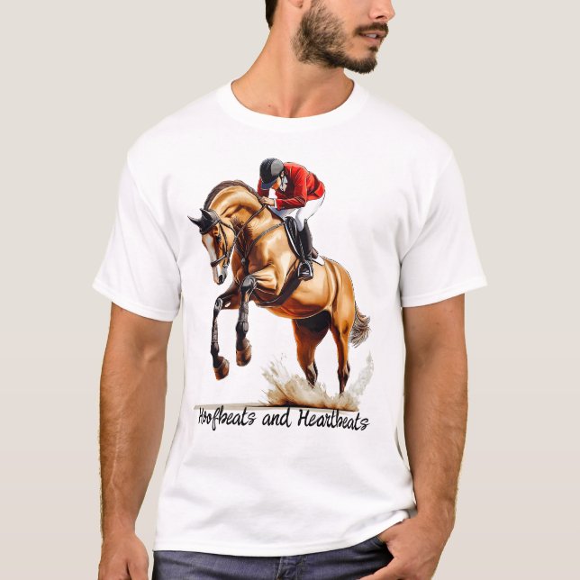 Hoofbeats and Heartbeats. Professional Jockey Raci T-Shirt (Front)