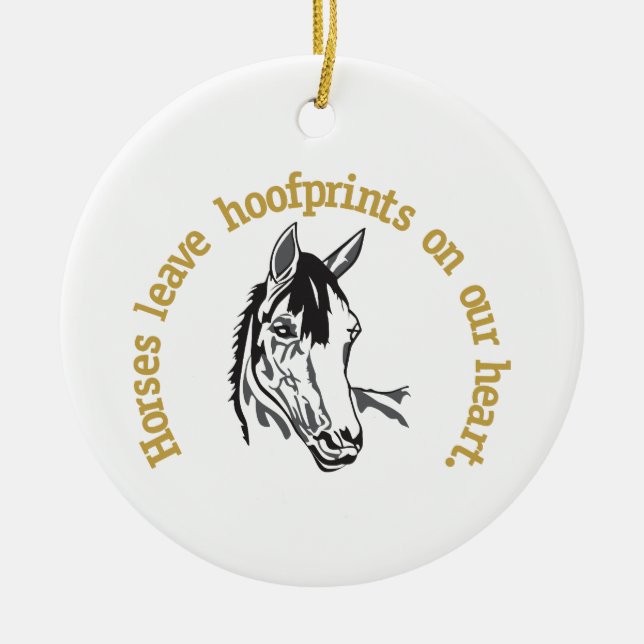Hoofprints On Our Hearts Ceramic Ornament (Front)