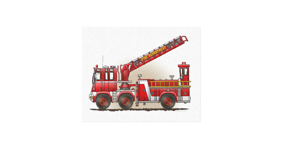 Hook and Ladder Fire Truck Canvas Print | Zazzle.com