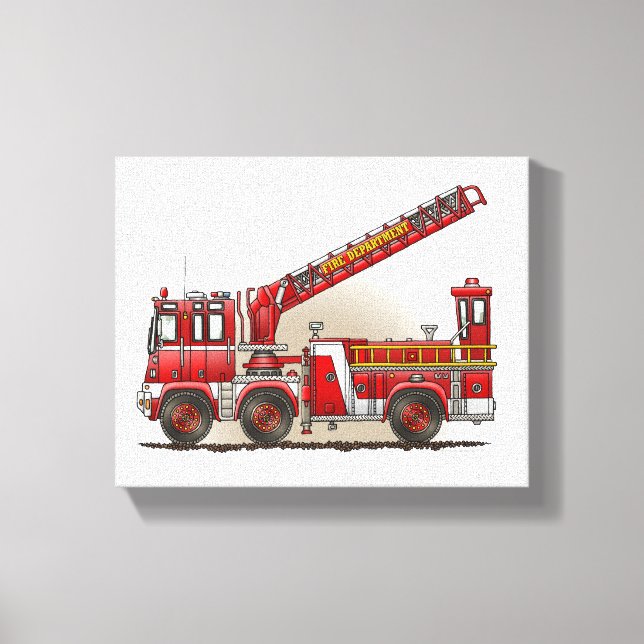 Hook and Ladder Fire Truck Canvas Print (Front)