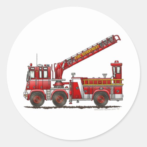 Hook and Ladder Fire Truck Classic Round Sticker