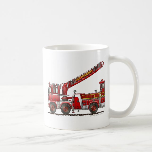 Hook and Ladder Fire Truck Coffee Mug (Right)