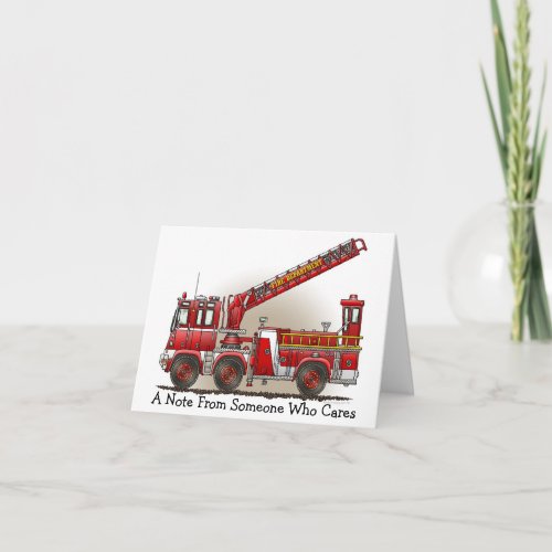 Hook and Ladder Fire Truck Note Card