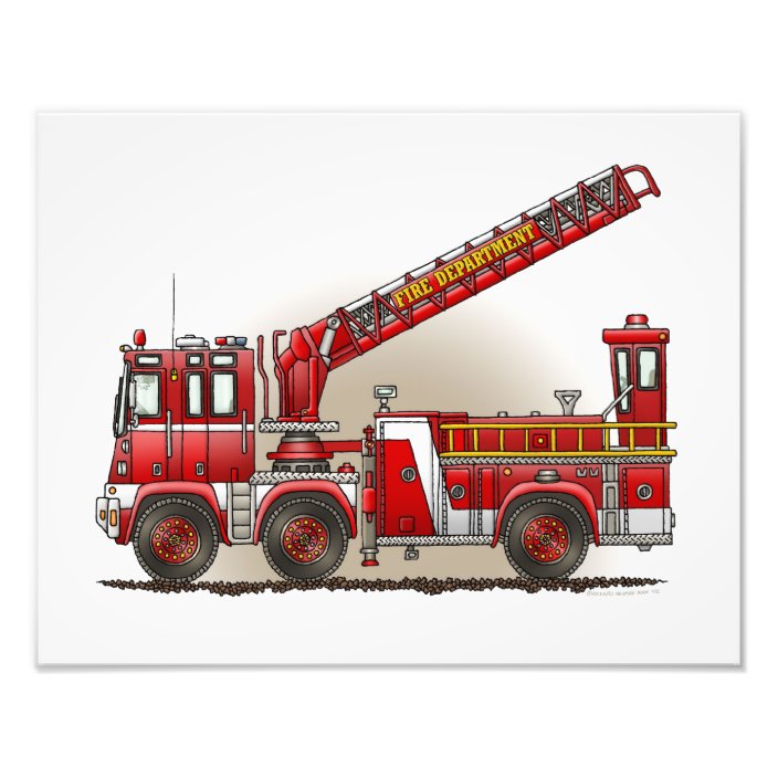 Hook and Ladder Fire Truck Photo Print | Zazzle.com