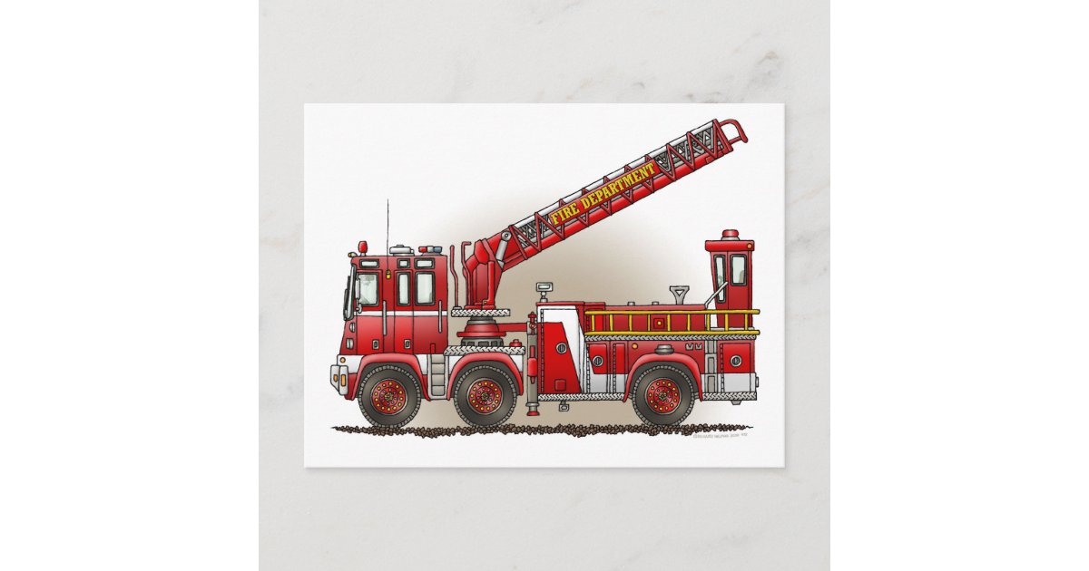 Hook and Ladder Fire Truck Postcard | Zazzle.com