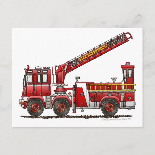 Hook and Ladder Fire Truck Postcard