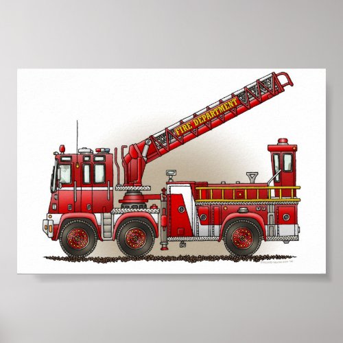 Hook and Ladder Fire Truck Poster