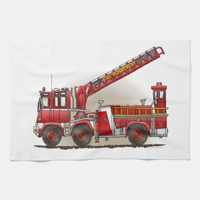 Hook and Ladder Fire Truck Towel (Horizontal)