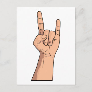 Hook 'em Hand Sign Gesture Postcard