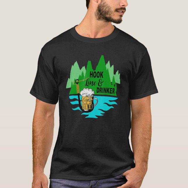 Hook Line And Drinker Love Fishing T-Shirt (Front)