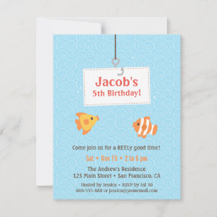 Hook on Fishing Kids Birthday Party Invitations