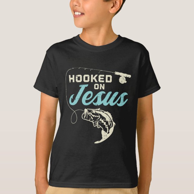 Hook On Jesus Byb Fishing Christian Religious God  T-Shirt (Front)