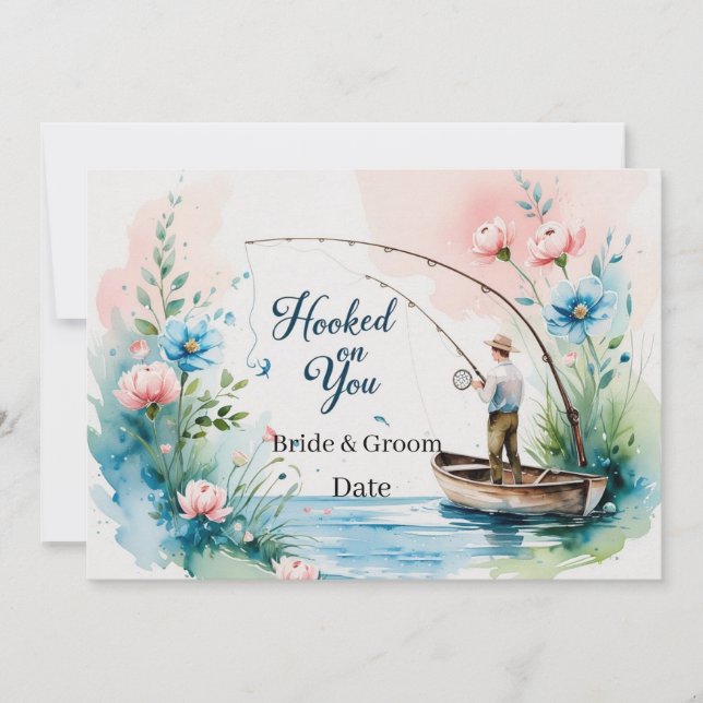 Hook on you for fishing Wedding save the date Invitation (Front)