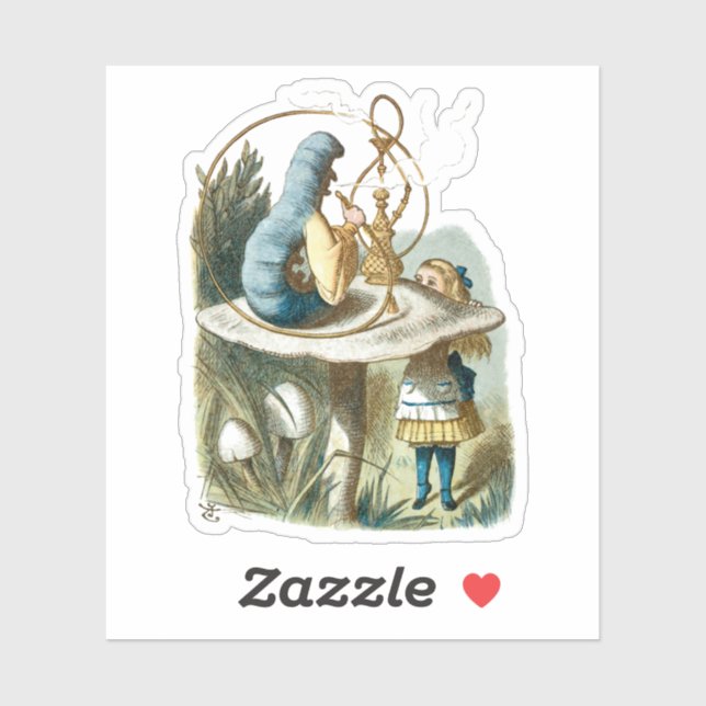 Hookah Smoking Caterpillar on Mushroom Sticker (Sheet)