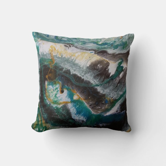 Hooked Abstract Throw Pillow (Front)