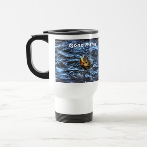 Hooked Bluegill SunFish Gone Fishin Art Travel Mug