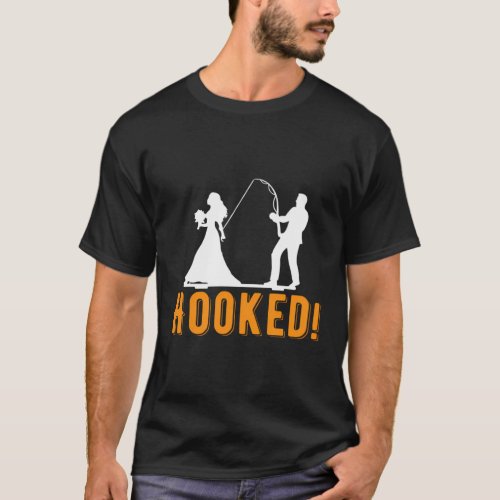 Hooked Bride Groom New Marriage Fishing T_Shirt
