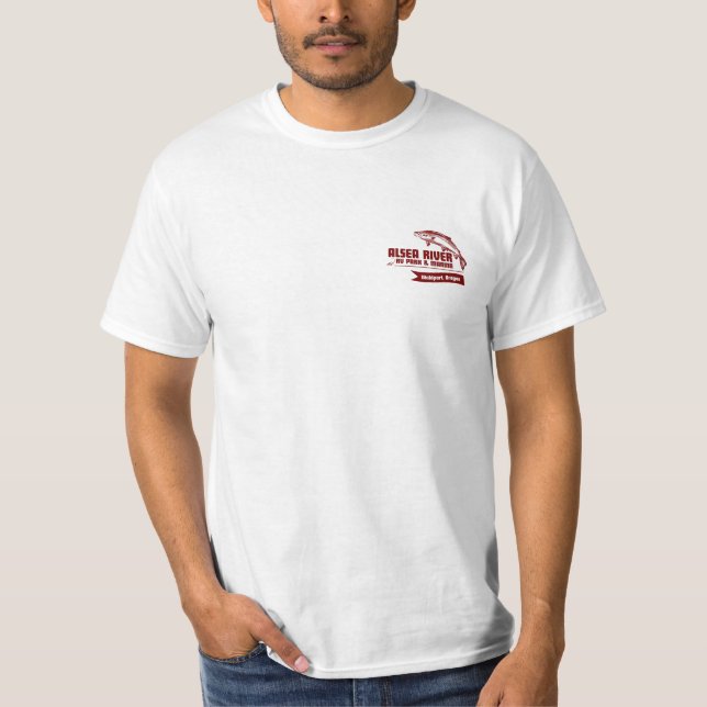 "Hooked" design on light T-Shirt (Front)