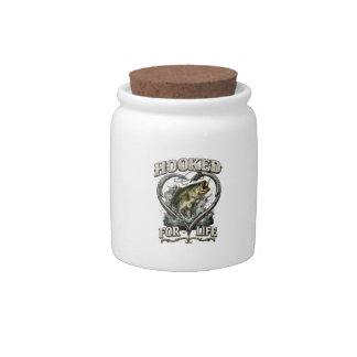 Hooked for Life Bass Fishing Heart Candy Jar