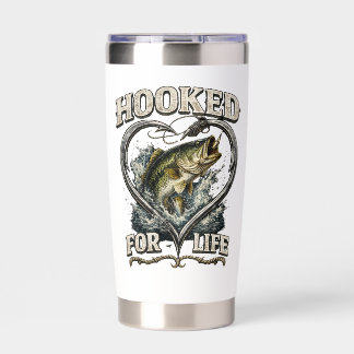 Hooked for Life Bass Fishing Heart Insulated Tumbler