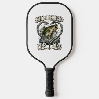 Hooked for Life Bass Fishing Heart Pickleball Paddle