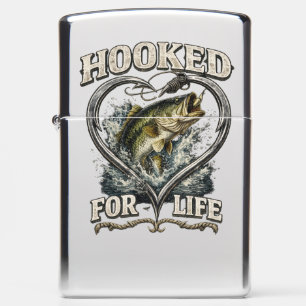 Hooked for Life Bass Fishing Heart Zippo Lighter