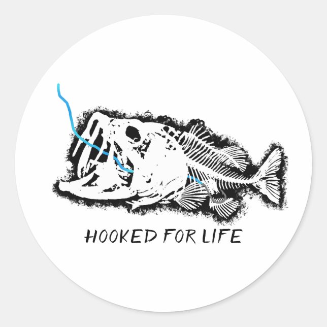 HOOKED FOR LIFE CLASSIC ROUND STICKER (Front)