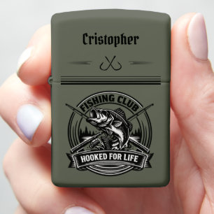 Hooked for Life Custom Fisherman Gift Zippo Lighter