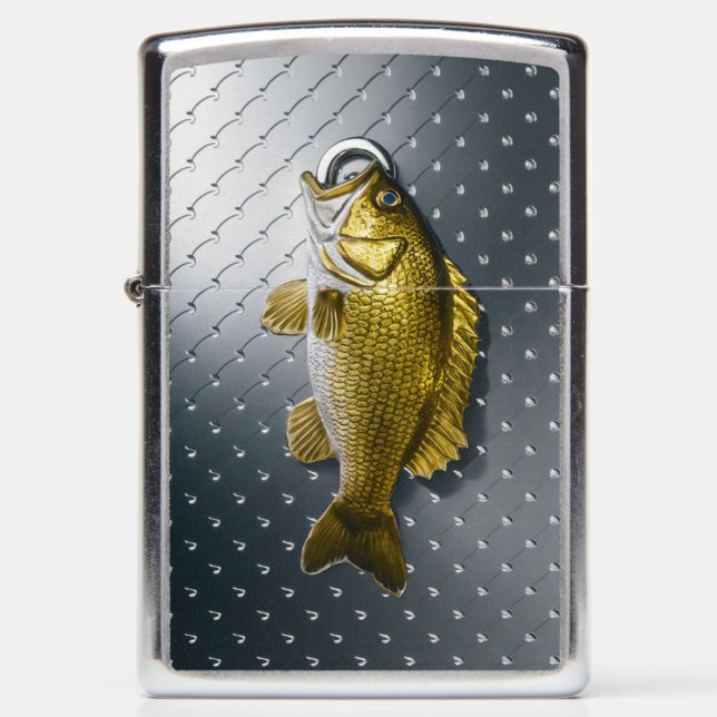 Hooked Golden Bass Fish #2 Zippo Lighter (Front)