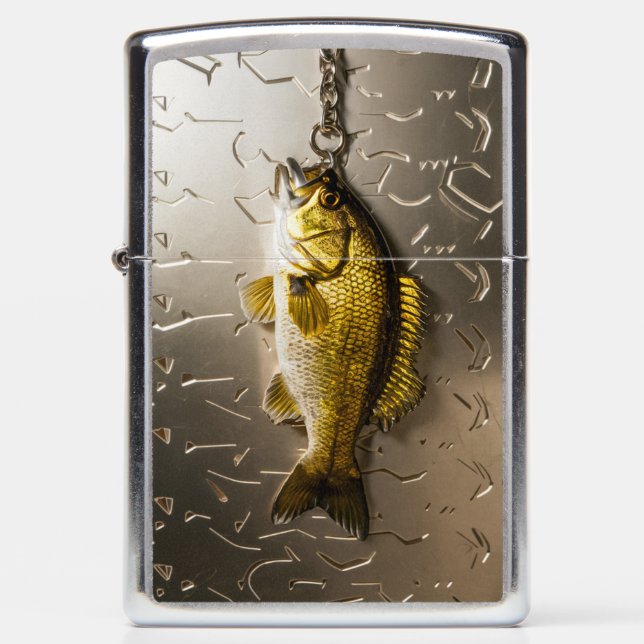 Hooked Golden Bass Fish #3 Zippo Lighter (Front)