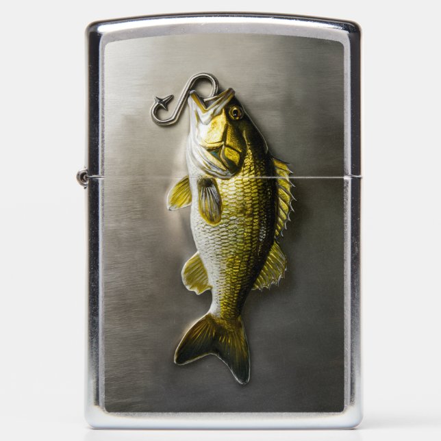 Hooked Golden Bass Fish #4 Zippo Lighter (Front)