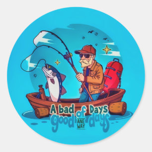 Hooked on Adventure: A Perfect Day Out Fishing Classic Round Sticker