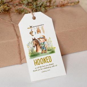 Hooked on All the Love Rustic Fishing Baby Shower Gift Tags