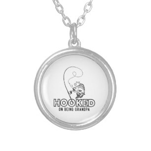 Hooked On Being A Grandpa Silver Plated Necklace