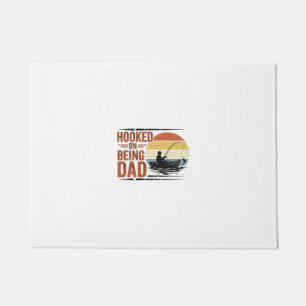 Hooked On Being Dad Vintage Fishing Shirt Design_1 Doormat