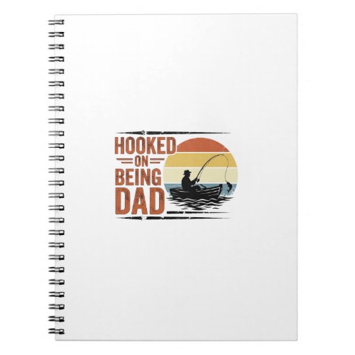 Hooked On Being Dad Vintage Fishing Shirt Design_1 Notebook
