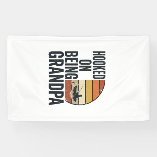 Hooked On Being Grandpa Fishing Retro Vector Desig Banner