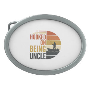 Hooked On Being Uncle Fishing Vintage Graphic_1 Belt Buckle