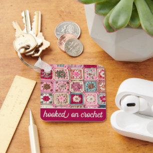 Hooked on Crochet Granny Square Keychain