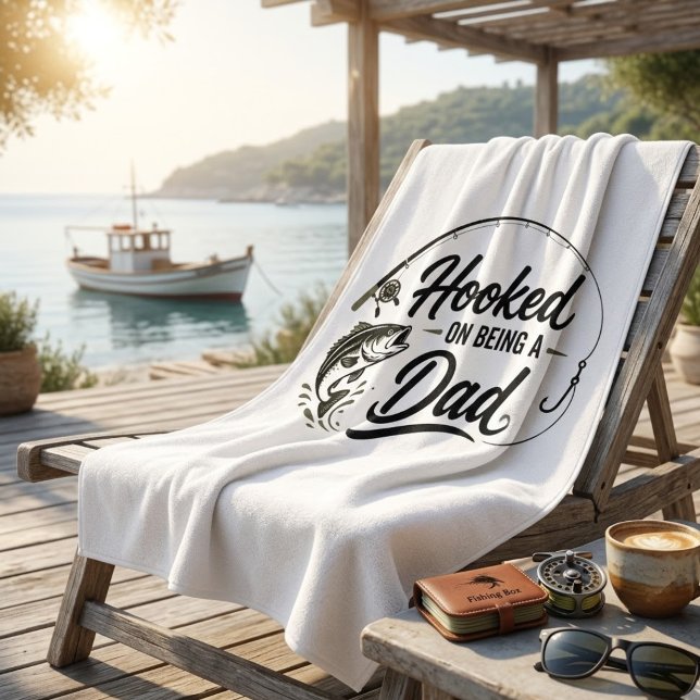 Hooked on Dad Life Bath Towel (Creator Uploaded)
