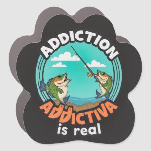 Hooked on Fishing: A Playful Take on Addiction Car Magnet