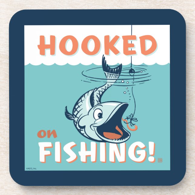 Hooked on Fishing Beverage Coaster (Front)