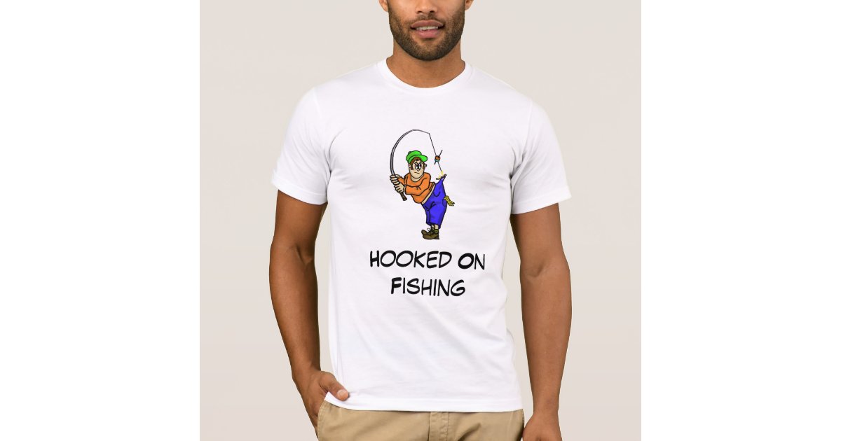 Hooked on Fishing Cartoon T-shirt