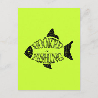Hooked On Fishing, fun fish design, all colors Postcard