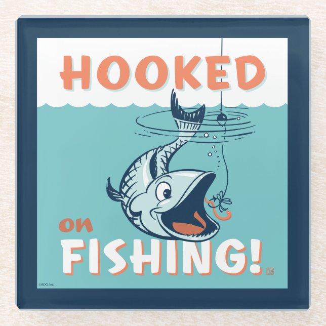 Hooked on Fishing Glass Coaster (Front)